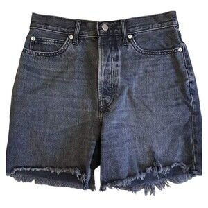 Everlane Rigid Way High Shorts Women's 27 Black Organic Cotton Button Fly FLAW